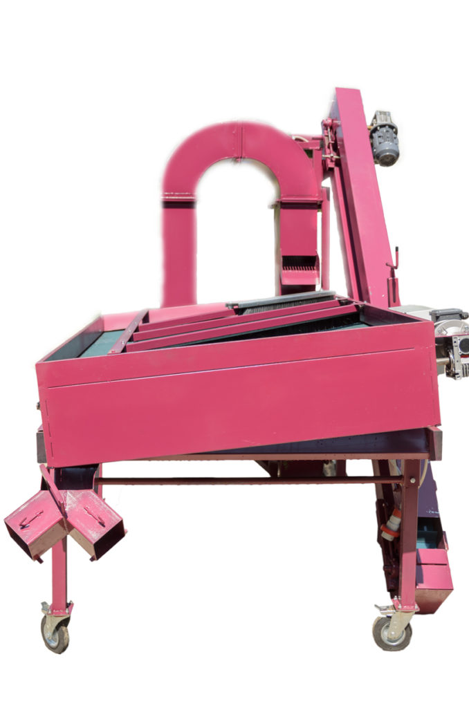 Vulcano macchina per la pulizia a secco delle nocciole, fasi della rotazione dell'elevatore