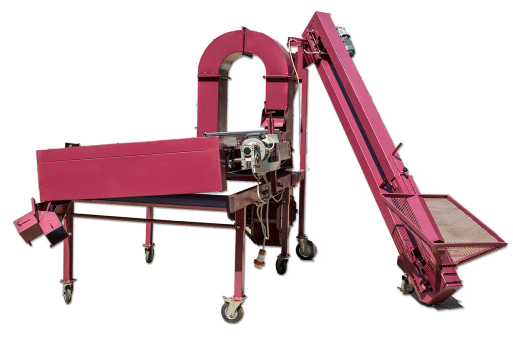 Vulcano macchina per la pulizia a secco delle nocciole, fasi della rotazione dell'elevatore